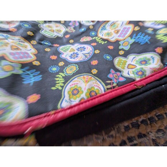 Vtg Unionbay Sugar Skull Book Bag Tote Day Of The Dead Dia De Muertos Goth Blue - Picture 10 of 15